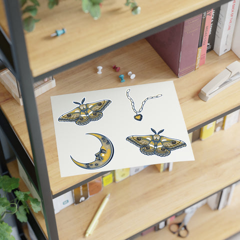 Moon Moth Locket Sticker Sheet